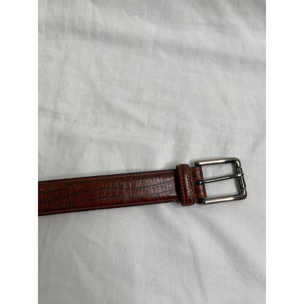 Trafalgar Brown Land Lizard Leather Belt Size 38 Handmade In Italy - Picture 8 of 9